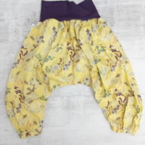 Sárga, virágos nyári nadrág 92-98